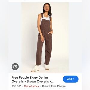 Free people- We The Free Brown Denim Overall